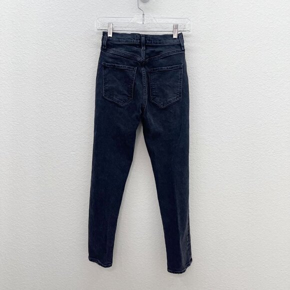 Agolde Riley Button Fly High Rise Straight Crop Black Denim Jeans Womens size 24 - Picture 8 of 8